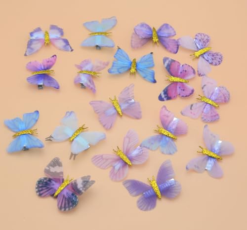 Schmetterlings-Haarspangen, kleine Haarspangen, für Damen, Glitzer, Haarklammern, Kawaii, Schmetterling, Kopfbedeckung, Geschenke für Hochzeit, Schulanfang, Haar-Accessoire (lila, 20 Stück) von YYaaloa