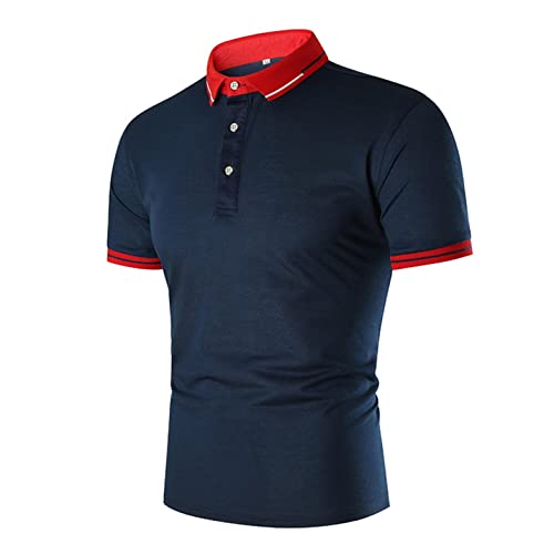 Mens Henley Shirts Short Sleeve Moisture Wicking Business Dress Shirt Quick Dry Button Collared Casual T-Shirt for Men Men's Henley Tshirt Basic Dress Shirt for Sports, Leisure(Navy,XXL) von YYblue