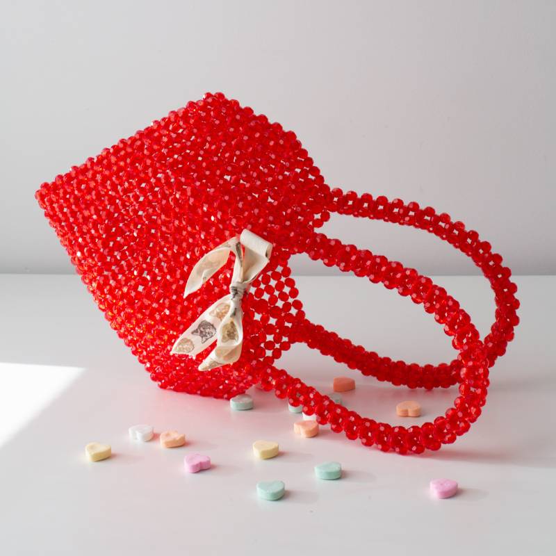 Rotes Herz Perlen Tasche | Hochzeitstasche Abendtasche Kristall Perfektes Geschenk von JoyWhisperStudio