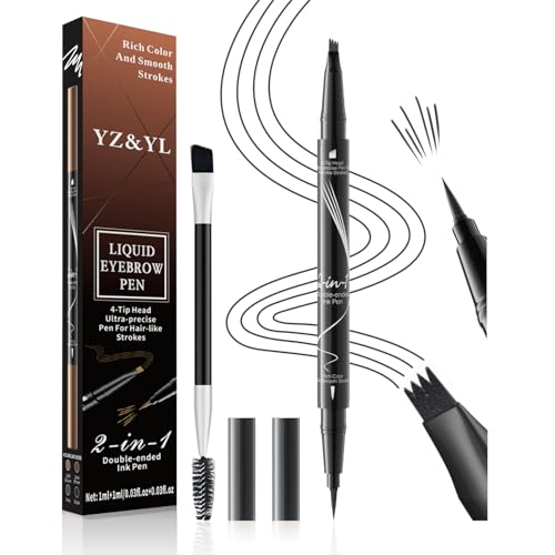 Wasserfester Augenbrauenstift,3D Eyebrow Pencil Mit 4-zackiger Mikrospitze und Präziser Pinselspitze, Schweißfest, Langanhaltend, Kreiert eine Natürliche Augenbrauenform (Grau) von YZ&YL