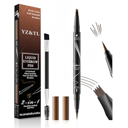 Wasserfester Augenbrauenstift,3D Eyebrow Pencil Mit 4-zackiger Mikrospitze und Präziser Pinselspitze, Schweißfest, Langanhaltend, Kreiert eine Natürliche Augenbrauenform (Hellbraun) von YZ&YL