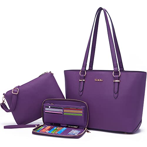 YZAOLL Geldbörse Handtasche für Frauen Große Tasche Tote Schulter Geldbörsen Brieftasche Set, Zn-lila, 17 von YZAOLL