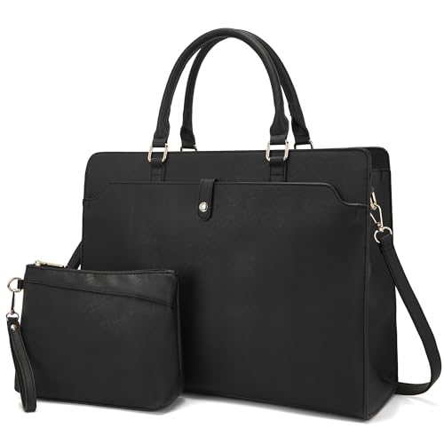 YZAOLL Laptoptasche für Damen, 39,6 cm (15,6 Zoll), leicht, veganes Leder, Arbeitstasche mit Clutch, wasserabweisend, Business-Aktentasche, große Kapazität, Bürotasche für Reisen, College-Essentials von YZAOLL