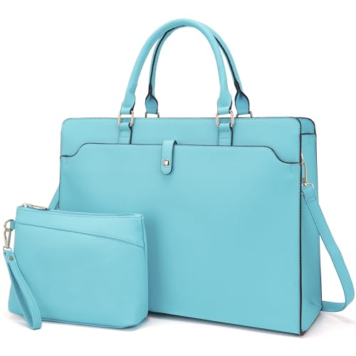 YZAOLL Laptoptasche für Damen, leicht, veganes Leder, Arbeitstasche mit Clutch, wasserabweisend, Business-Aktentasche, große Kapazität, Bürotasche für Reisen, College-Essentials (Geschenk), JBlue von YZAOLL