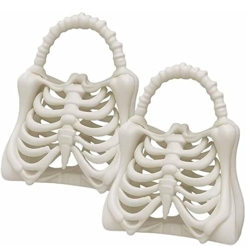 YZBBSH 3D-bedruckte Skelett-Knochen-Tasche, Gothic-Brustkäfig-Geldbörse mit anatomischem Design, gruselige Halloween-Umhängetasche, dunkle ästhetische Handtasche für Cosplay und Gothic-Mode, 2 Stück von YZBBSH