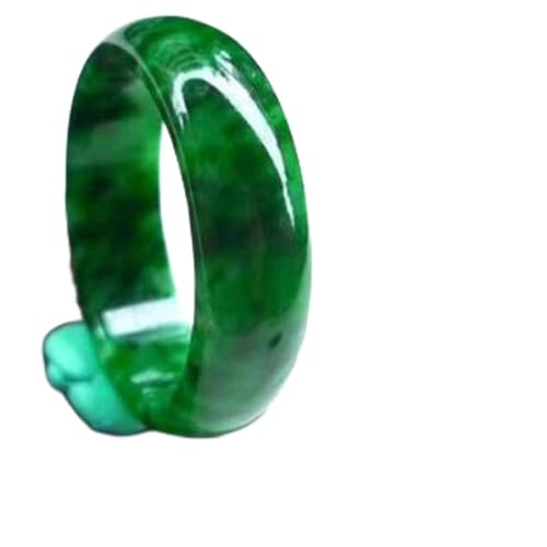 YZDKJ Jade Ring Natürlicher Burmese Jadeite Ring Schmuck Fine Schmuck Trockene Blüte Grüner Fingerring Smaragd Herren- und Damenring (Gem Color : Inner Diameter 18 mm) von YZDKJ