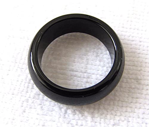 YZDKJ Natürlicher schwarzer Onyx-handgeschnitzter Bandring (Ring Size : 10.5) von YZDKJ