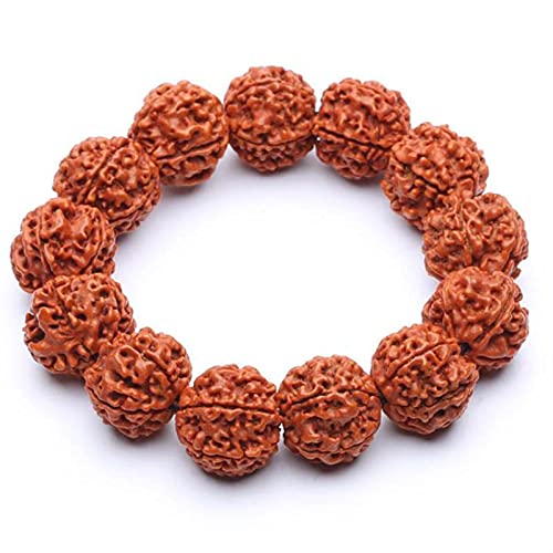 YZDKJ Rudraksha Bodhi Perlen Armbänder für Man Tibetan Buddhistische Gebetsperlen Hand Mala (Length : with Elastic Rope, Metal Color : B. Oilded Beads) von YZDKJ