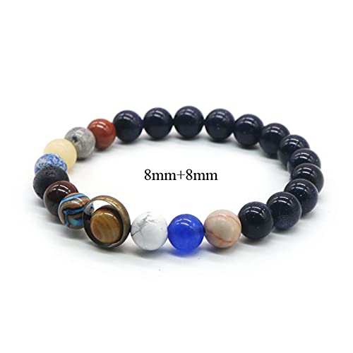 YZDKJ Universum Solarsystem Armband Frauen Naturstein Acht Planeten Armband Männer Beste Freunde Geschenk Für ihn Geschenk für sie (Length : Man Size, Metal Color : BS 8mm 8mm) von YZDKJ