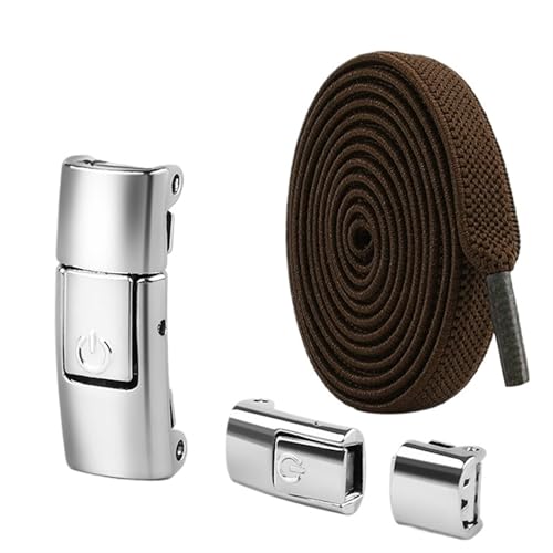 YZDKR 8 mm Schnürsenkel Press Lock ohne Bänder elastische Sneaker Kinder Erwachsene verbreiterte flache for Schuhe für Schuhe aller Altersgruppen(Brown) von YZDKR