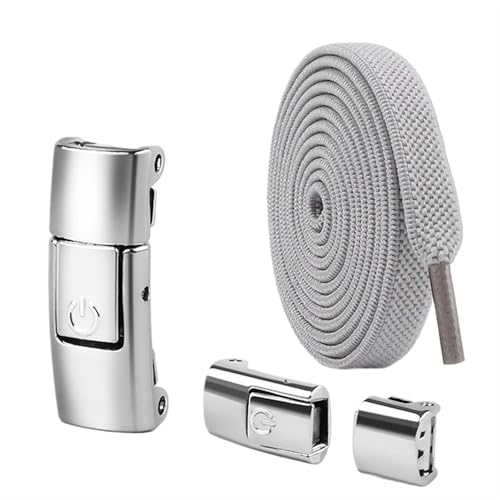 YZDKR 8 mm Schnürsenkel Press Lock ohne Bänder elastische Sneaker Kinder Erwachsene verbreiterte flache for Schuhe für Schuhe aller Altersgruppen(Gray) von YZDKR