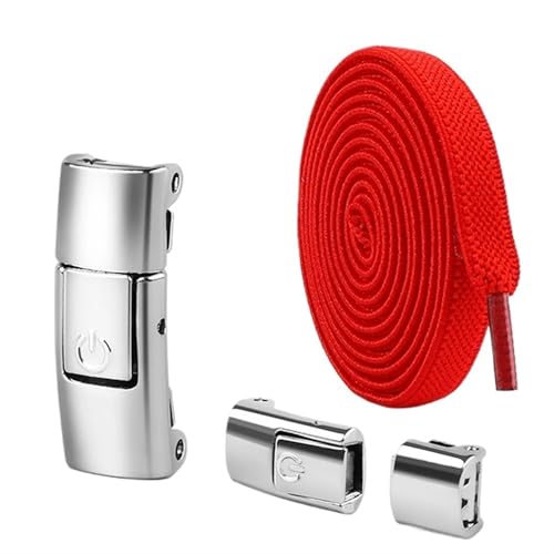 YZDKR 8 mm Schnürsenkel Press Lock ohne Bänder elastische Sneaker Kinder Erwachsene verbreiterte flache for Schuhe für Schuhe aller Altersgruppen(Red) von YZDKR
