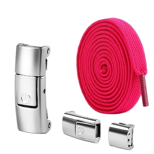 YZDKR 8 mm Schnürsenkel Press Lock ohne Bänder elastische Sneaker Kinder Erwachsene verbreiterte flache for Schuhe für Schuhe aller Altersgruppen(Rose) von YZDKR