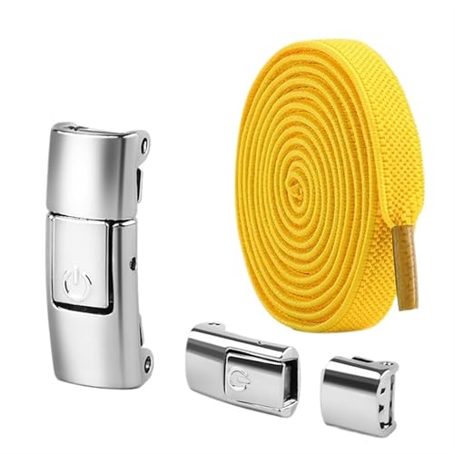 YZDKR 8 mm Schnürsenkel Press Lock ohne Bänder elastische Sneaker Kinder Erwachsene verbreiterte flache for Schuhe für Schuhe aller Altersgruppen(Yellow) von YZDKR