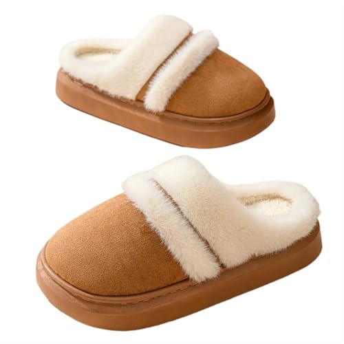 YZDKR Damen Winter Hausschuhe Plüsch Winterschuhe für Frauen(Khaki,38-39) von YZDKR