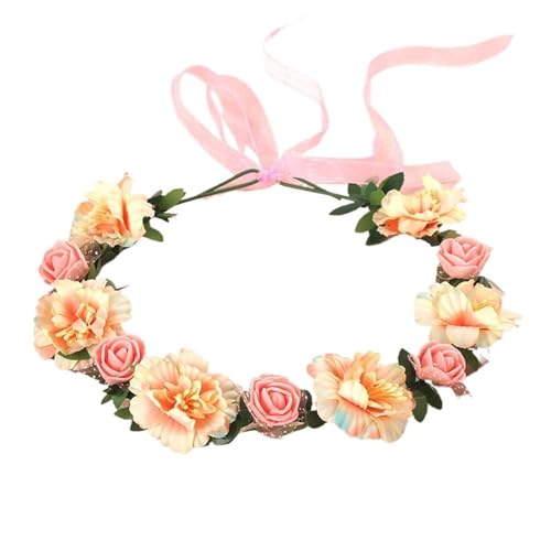 YZDKR Kopfbedeckung Brautfeenkranz Simulierter Kranz Blumenkopfbedeckung Kranz Fotografie Haarschmuck Frisuren für Frauen und mädchen(Color6) von YZDKR