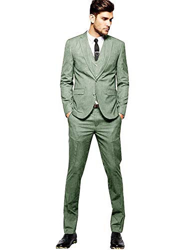 YZHEN Herren 3 Stücke Grün Hochzeit Anzüge Zwei Tasten Männer Prom Bräutigam Smoking von YZHEN