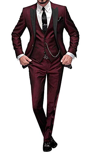 YZHEN Herren Anzug Peak Lapel One Button Jacke und Weste Hose Set von YZHEN