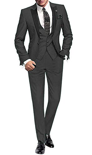 YZHEN Herren Anzug Peak Lapel One Button Jacke und Weste Hose Set von YZHEN