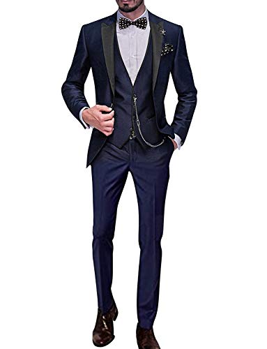 YZHEN Herren Anzug Peak Lapel One Button Jacke und Weste Hose Set von YZHEN
