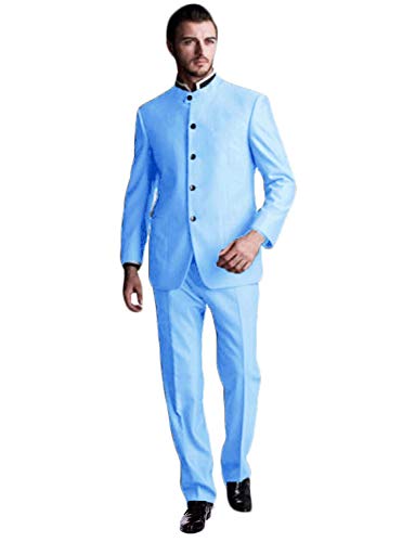 YZHEN Herren Anzug Stehkragen Einreiher Zweiteiler Festlicher Smoking von YZHEN