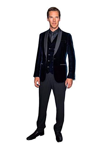 YZHEN Herren Samt 3-teiliger Anzug One Button Schal Revers Smoking Formale Business Hochzeitsfeier Smoking von YZHEN