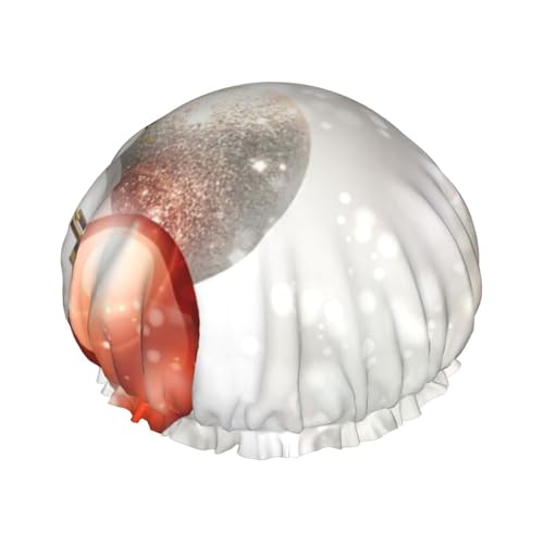 Doppelschichtige Duschhaube mit Weihnachtskugeln, wiederverwendbar, geeignet für verschiedene Haarlängen von YZHYWJFF