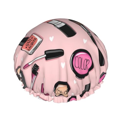 Modern Girl Cosmetic Printed Double-Layer Shower Cap, Reusable Shower Cap, Suitable For Various Hair Lengths von YZHYWJFF