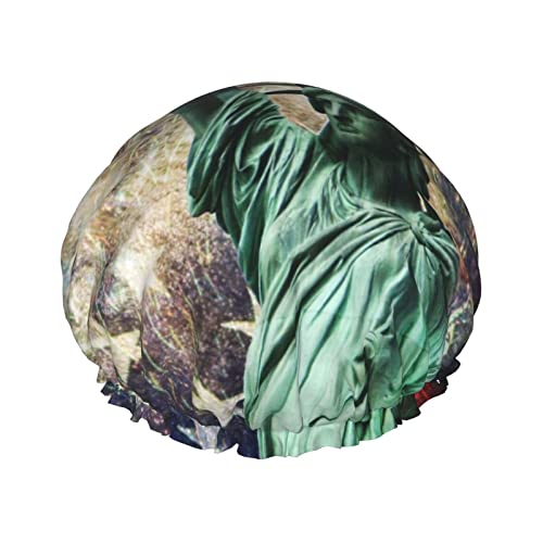 Statue Liberty Flagge Feuerwerk Gedruckt Doppellagige Duschhaube Wiederverwendbare Duschhaube Geeignet Für Verschiedene Haarlängen von YZHYWJFF