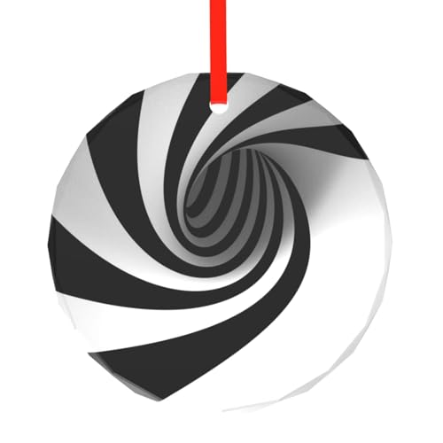 YZHYWJFF Abstrakter Kreis Wirbel gedruckt kreisförmiger Glasanhänger Weihnachtsbaumschmuck von YZHYWJFF