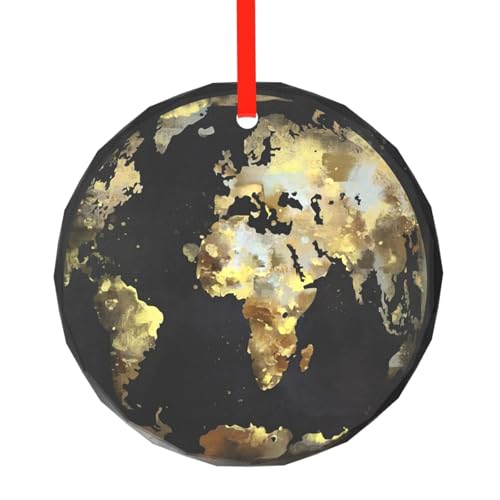 YZHYWJFF Abstrakter Weltkugel bedruckter runder Glasanhänger Weihnachtsbaumschmuck von YZHYWJFF