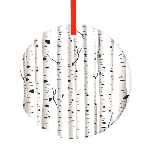 YZHYWJFF Birke Tree Printed Circular Glass Pendant Christmas Tree Decoration YZHYWJFF Birke Tree Printed Circular Glass Pendant Christmas Tree Decoration von YZHYWJFF