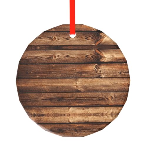 YZHYWJFF Brauner hölzerner runder Glasanhänger, Weihnachtsbaumschmuck von YZHYWJFF