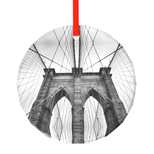 YZHYWJFF Brooklyn Bridge Bedruckter runder Glasanhänger Weihnachtsbaumschmuck von YZHYWJFF