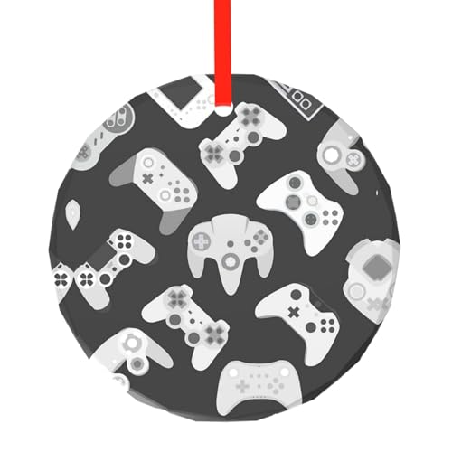 YZHYWJFF Game Controller Bedruckter runder Glasanhänger Weihnachtsbaumschmuck von YZHYWJFF