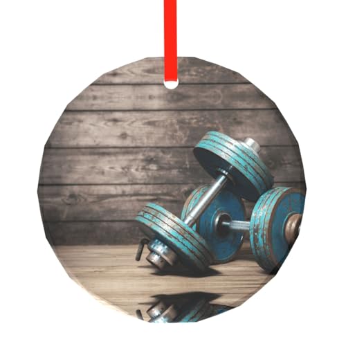 YZHYWJFF Modular Hanteln Gedruckt Kreis Glas Anhänger Weihnachtsbaum Dekoration von YZHYWJFF