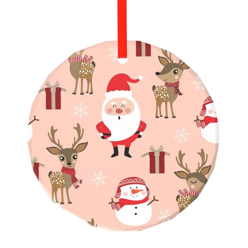 YZHYWJFF Niedlicher Weihnachtsfeiertage, bedruckter runder Glasanhänger, Weihnachtsbaumschmuck von YZHYWJFF