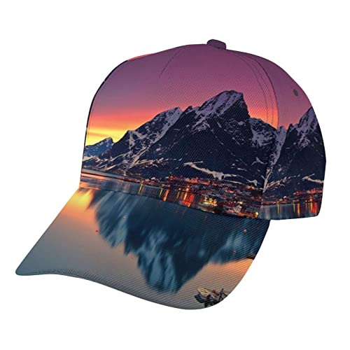 YZHYWJFF Norwegen Islands Print Baseball Cap für Herren Damen Verstellbar Hut - Unisex Vier Jahreszeiten Sonnenhut Schwarz von YZHYWJFF