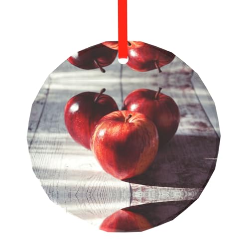 YZHYWJFF Obstmuster bedruckter runder Glasanhänger Weihnachtsbaumschmuck von YZHYWJFF