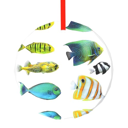 YZHYWJFF Ozean Tropischer Fisch gedruckt kreisförmiger Glasanhänger Weihnachtsbaumschmuck von YZHYWJFF