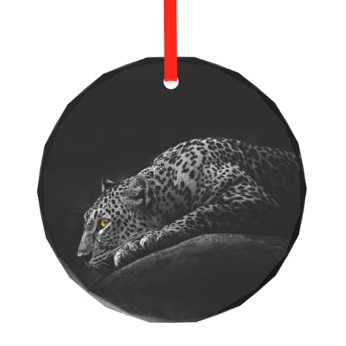 YZHYWJFF Runder Glasanhänger mit Leopardenmuster, Weihnachtsbaumschmuck von YZHYWJFF