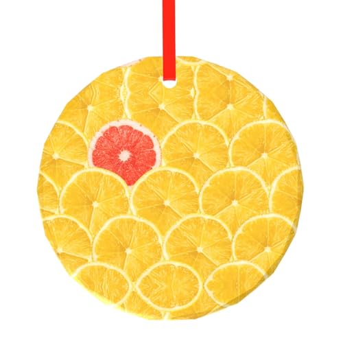 YZHYWJFF Summer Lemon Bedruckter runder Glasanhänger Weihnachtsbaumschmuck von YZHYWJFF