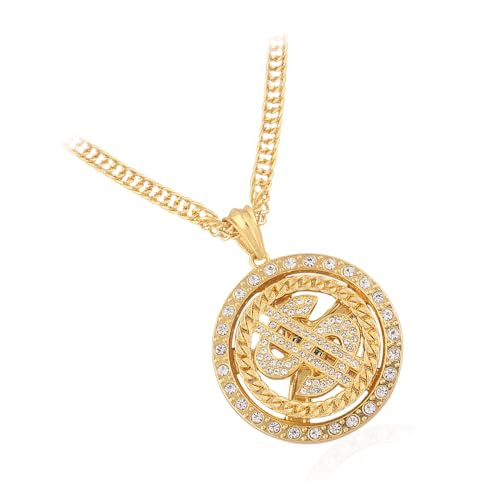 YZROHYI Hip Hop Schmuck,Fasching Kette Karneval,Hip Hop Kette Rapper Zubehör,Dollar Sign Chain,Dollarzeichen Kette Zuhälter,Hiphop Halskette Pimp,Hiphop Kostüm Accessoires für Männer Damen - Gold von YZROHYI