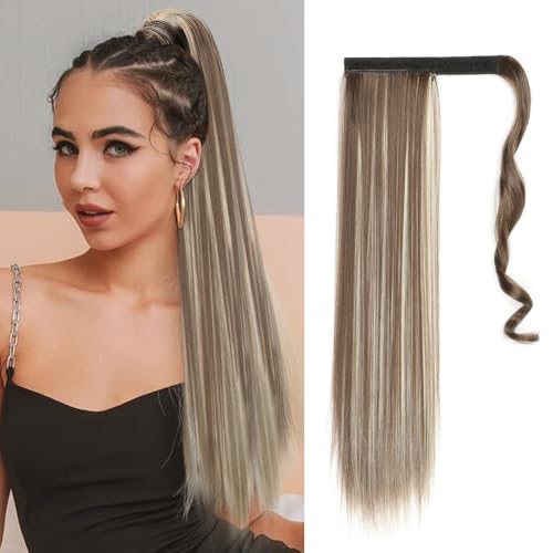 YZROHYI Perücke Pferdeschwanz Haarteil Zopf 55 CM,Haarextension Zopf Haarverlängerung,Ponytail Extension Glatt,Braids Extensions Zopf Locken,Perücke Frauen Lang,Fake Hair für Damen Mädchen von YZROHYI