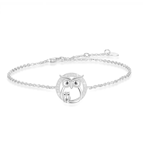 YZSFMZGE Eule Fußkettchen 925 Sterling Silber Armband Fußkettchen für Frauen Einstellbare Eule Fußkettchen für Geburtstag Weihnachten (Großes Armband) von YZSFMZGE