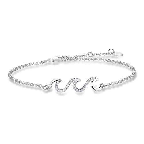 YZSFMZGE Ocean Beach Wave Armband Für Frauen 925 Sterling Silber Verstellbares Sea Welle Armband Damen Silber Schmuck von YZSFMZGE