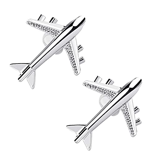 YZSZ 1 Paar Silber Herren Flugzeug Manschettenknöpfe Elegante Flugzeug Unisex Manschettenknopf Flugzeug Manschettenknöpfe glitzernd dauerhaft für Hochzeit Business Weihnachtsfeier Herren Damen von YZSZ