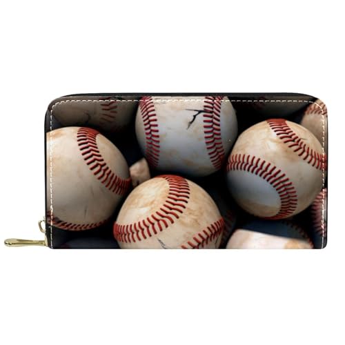 YZUOUZY Minimalistische Geldbörse für Herren, Geldbörse, Damen, Ledergeldbörse, Baseball-Muster, Kartenetui, Mehrfarbig, 7.5x4.5x1 in, Komfortabel von YZUOUZY