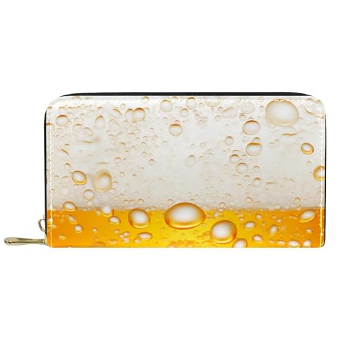 YZUOUZY Minimalistische Geldbörse für Herren, Geldbörse, Damen, Ledergeldbörse, Blasen-Bier-Textur, Kartenetui, Mehrfarbig, 7.5x4.5x1 in, Komfortabel von YZUOUZY