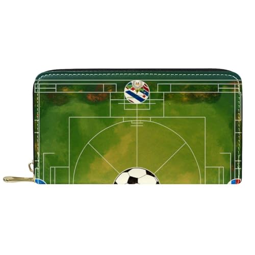 YZUOUZY Minimalistische Geldbörse für Herren, Geldbörse, Damen, Ledergeldbörse, Flagfootball Field, Kartenetui, Mehrfarbig, 7.5x4.5x1 in, Komfortabel von YZUOUZY